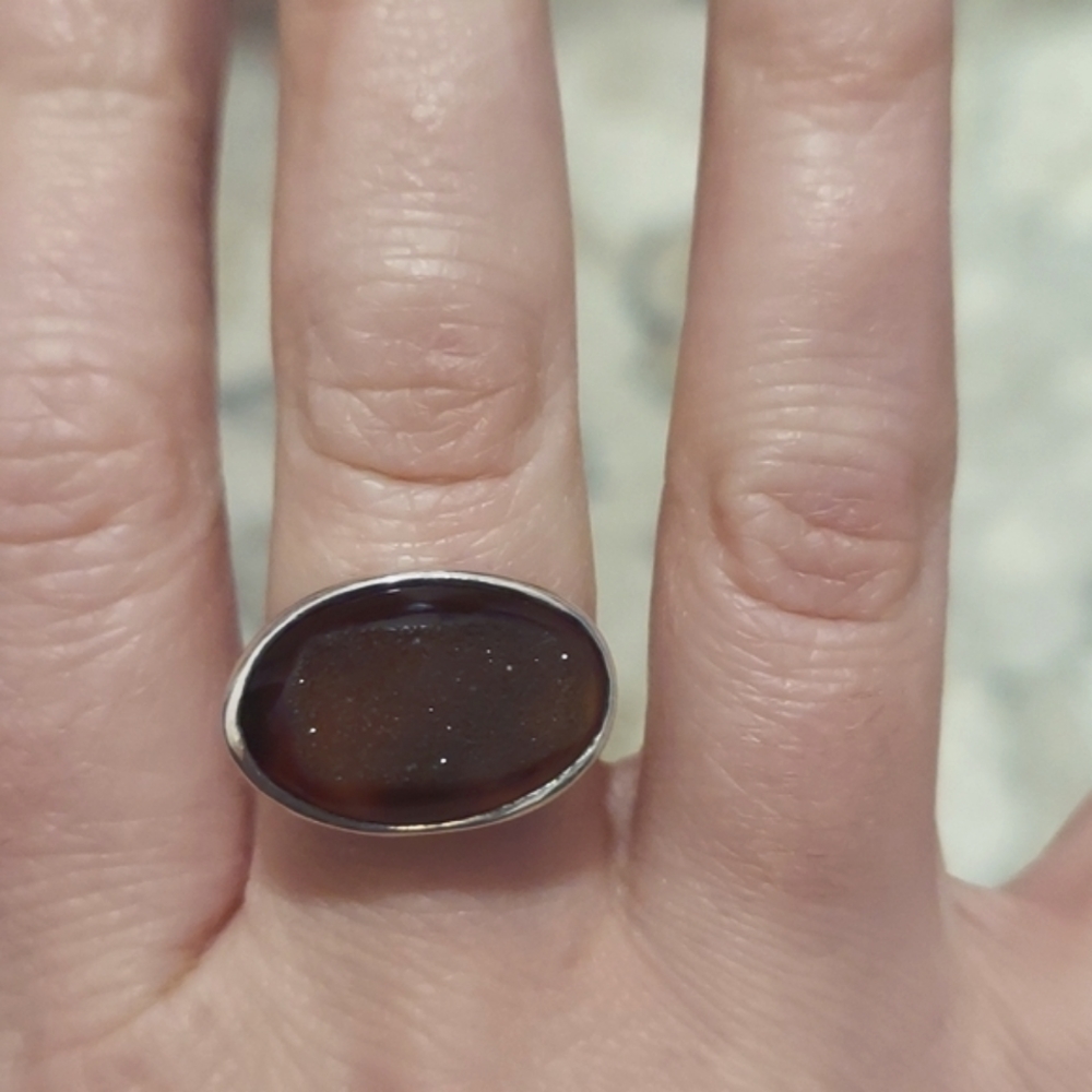 Druzy sterling silver ring